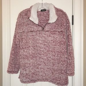 Burgundy Sherpa Pullover